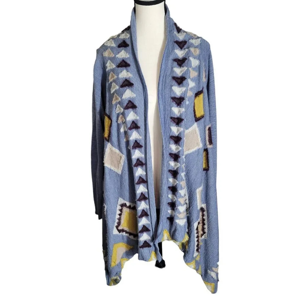 Anthropologie Fiets Voor 2‎ Medium Waterfall Cardigan Aztec Sweater Art to Wear